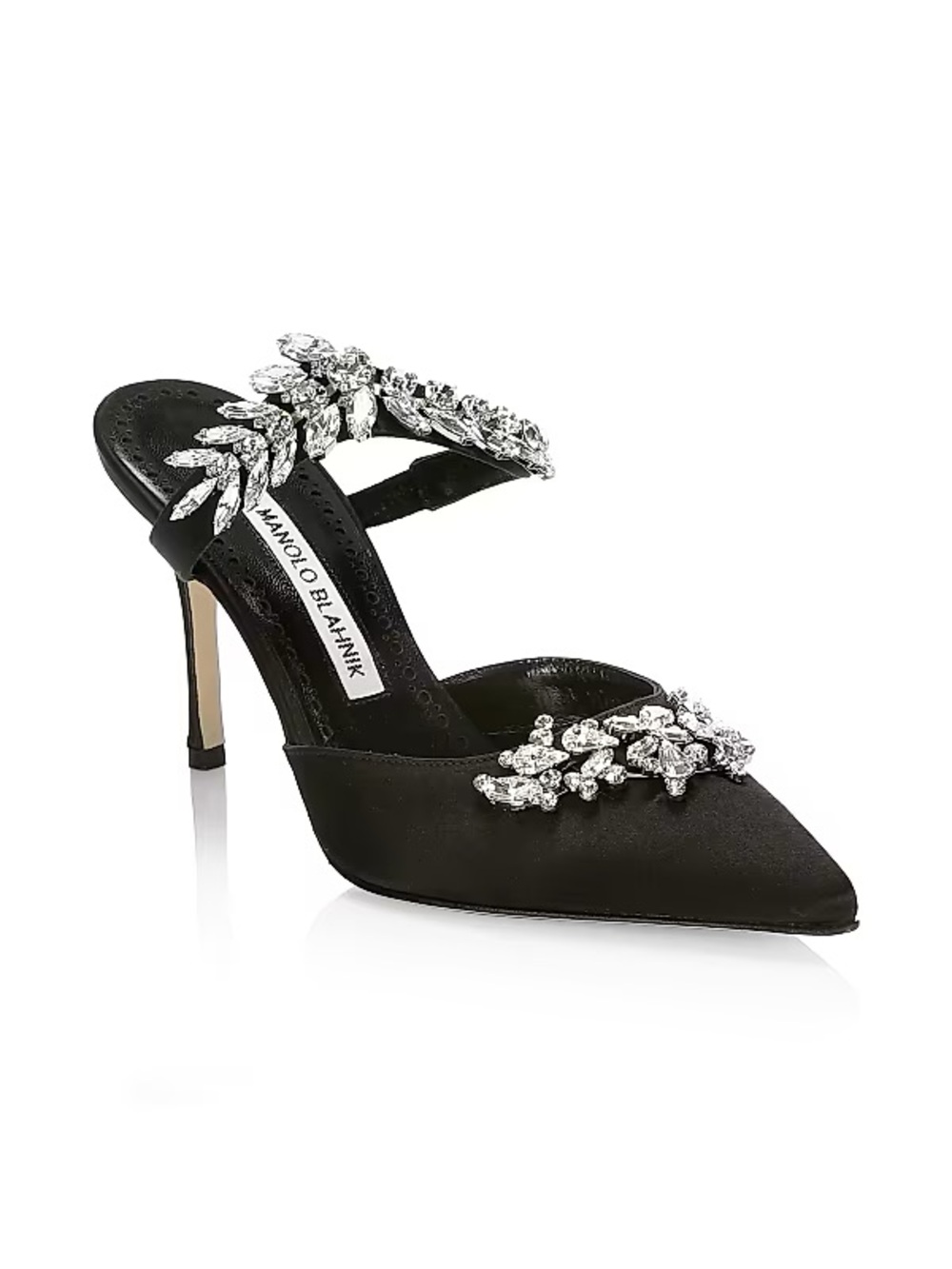 Manolo Blahnik Lurum 90mm Embellished Satin Mules – Size 39